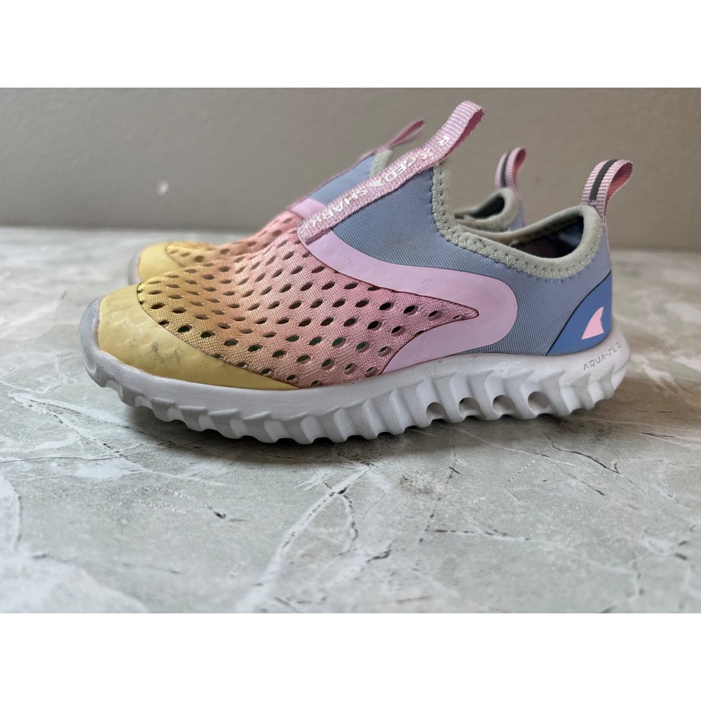 Rugged Shark Kids Aqua Water Shoes Slip On Size 9 Pink Yellow Blue Mesh - Picture 4 of 8